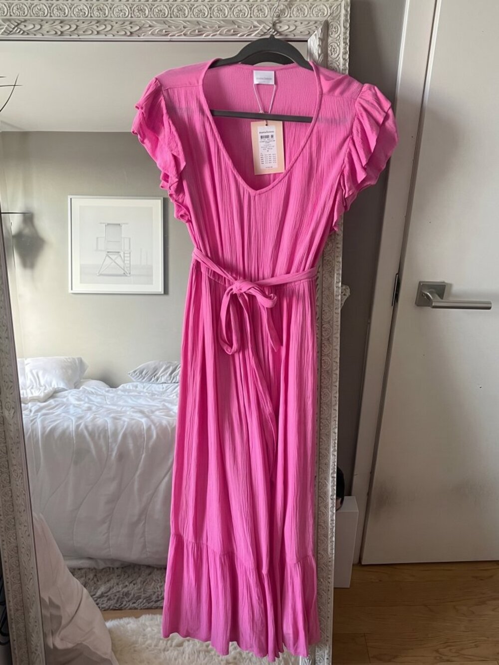 NWT: Mamalicious Maternity Larissa Midi Dress w/ Ruffle Cap Sleeves | sz Medium